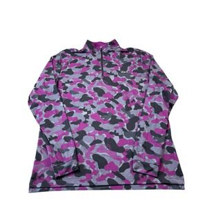 Good Good Golf Purple Red Gray Camo 1/2 Zip Performance Golf Pullover M